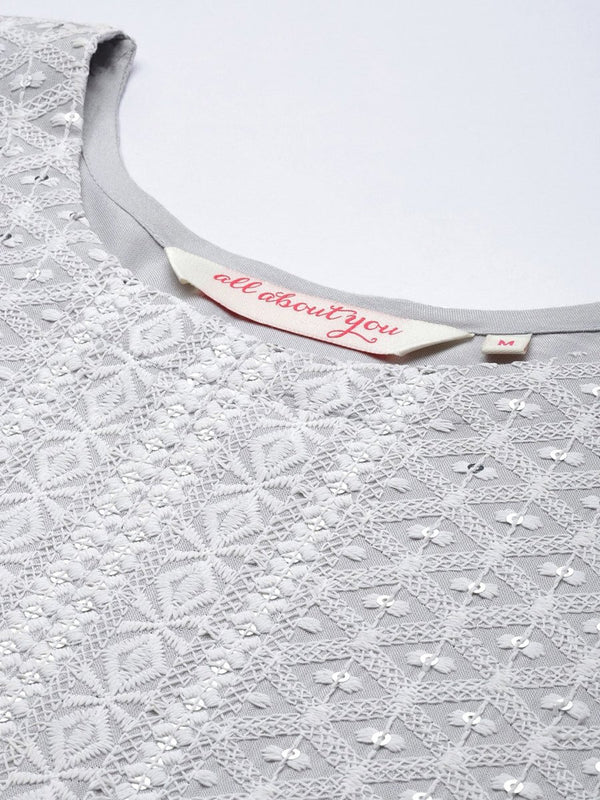 All About You Women Embroidered Chikankari Kurta With Trousers & With Dupatta - Distacart