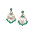 Thumbnail for Tehzeeb Creations Gold Polish Kundan Green Colour Earrings - Distacart