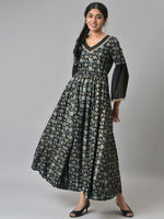 Thumbnail for AURELIA Black Floral Printed Liva Maxi Dress