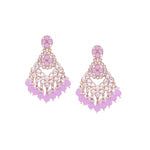 Thumbnail for Tehzeeb Creations Gold Polish Kundan Purple Colour Earrings - Distacart