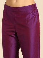 Thumbnail for All About You Women Purple Zari Embroidered Regular Kurta with Trousers & Dupatta - Distacart