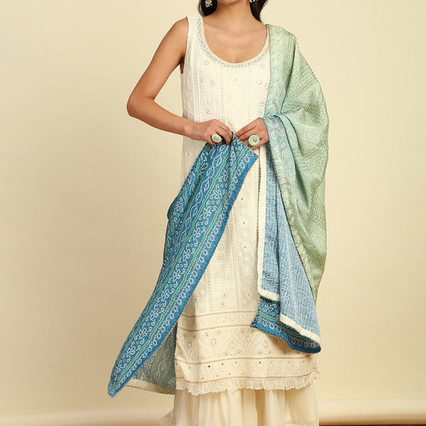 Soch Floral Embroidered Regular Sequinned Kurta with Sharara & Dupatta - Distacart