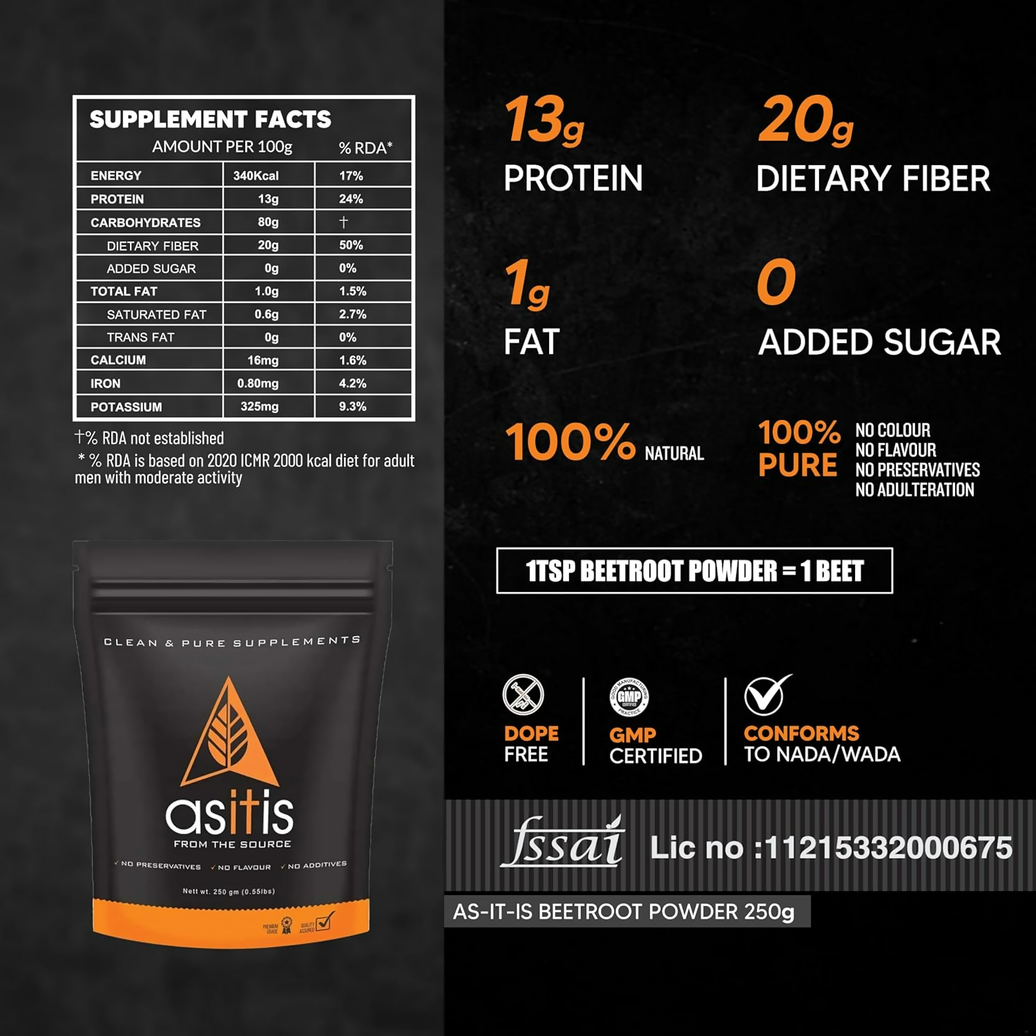 As-It-Is Nutrition Beetroot Powder