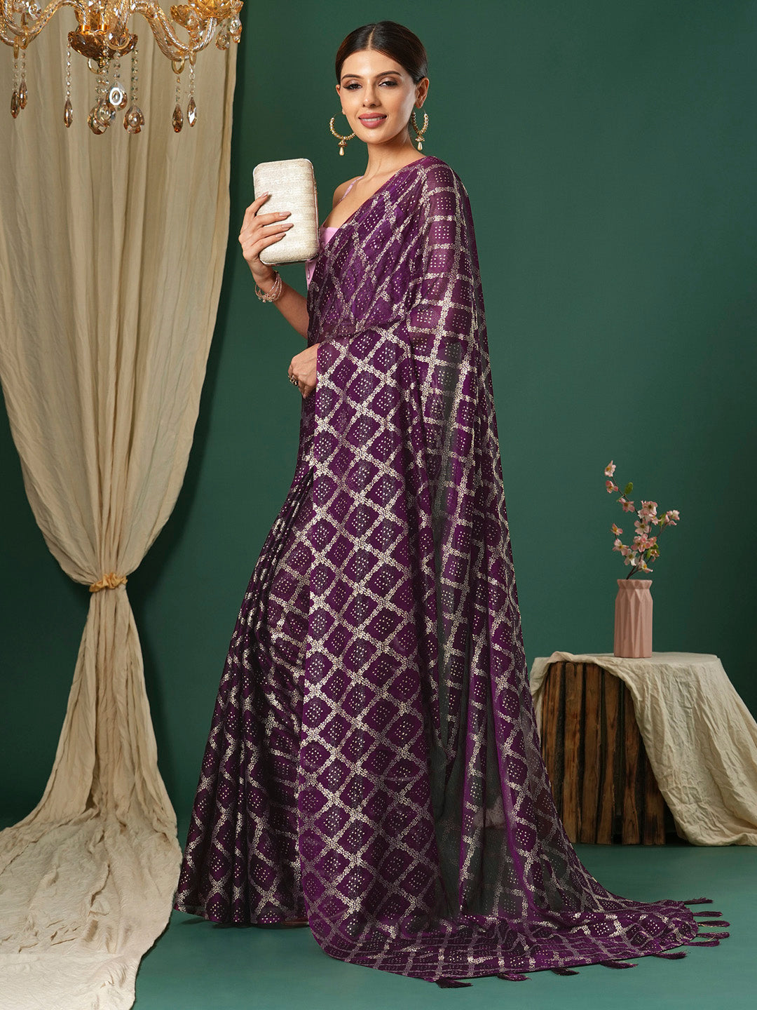 NOZ2TOZ Women's Chiffon Pink Printed Designer Saree With Blouse Piece - Distacart