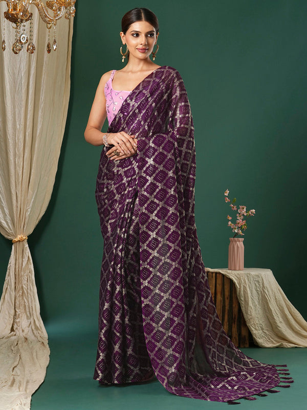 NOZ2TOZ Women's Chiffon Pink Printed Designer Saree With Blouse Piece - Distacart