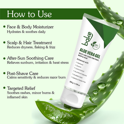 Bake 99% Pure Multi-Use Aloe Vera Gel for Face, Body & Hair - Distacart
