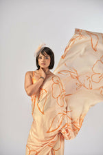 Thumbnail for Vastranavya Orange Satin Silk Elegant Printed Saree with Unstitched Blouse - Distacart