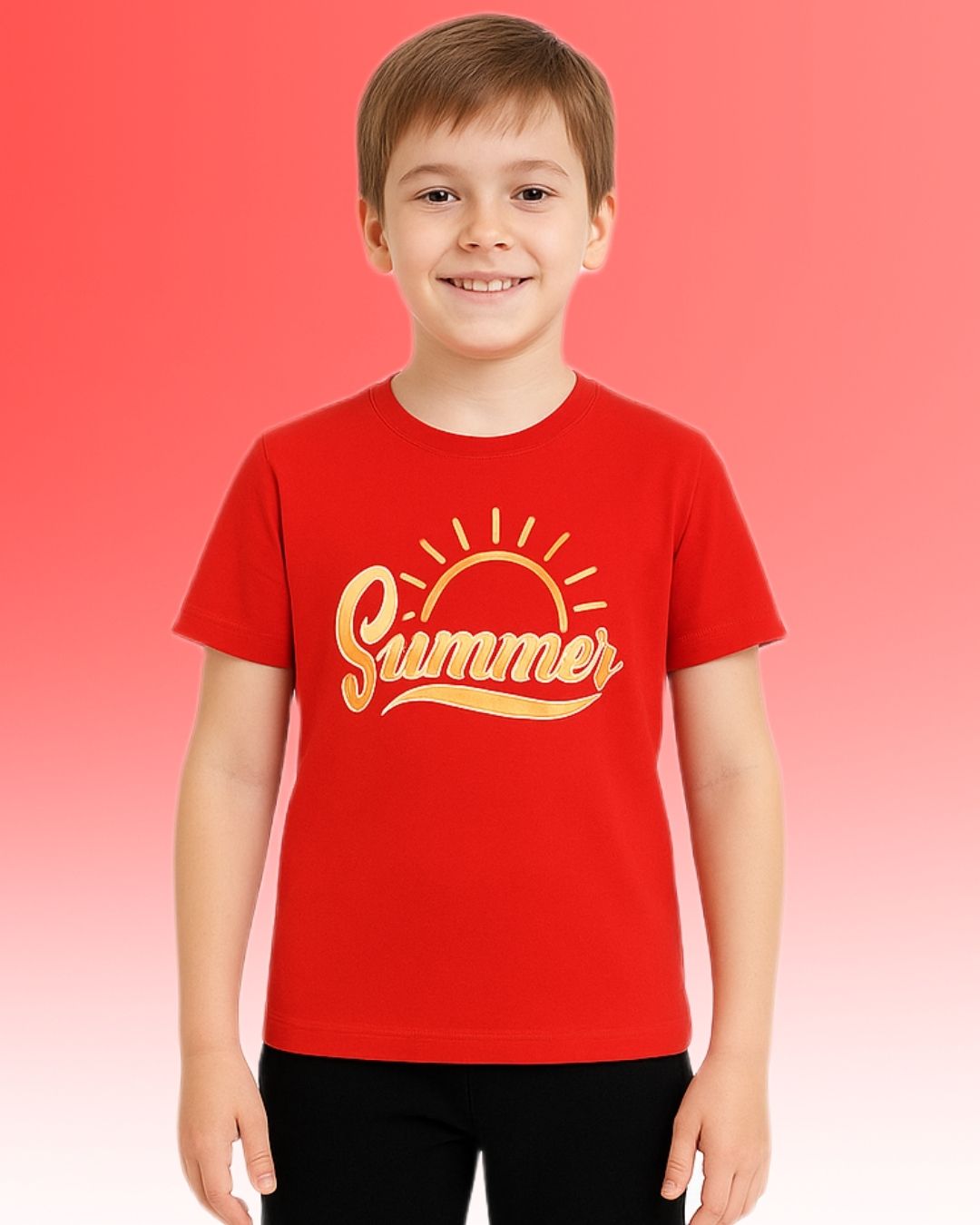 Chilins Round Neck Printed Cotton Tshirt, Color- Red