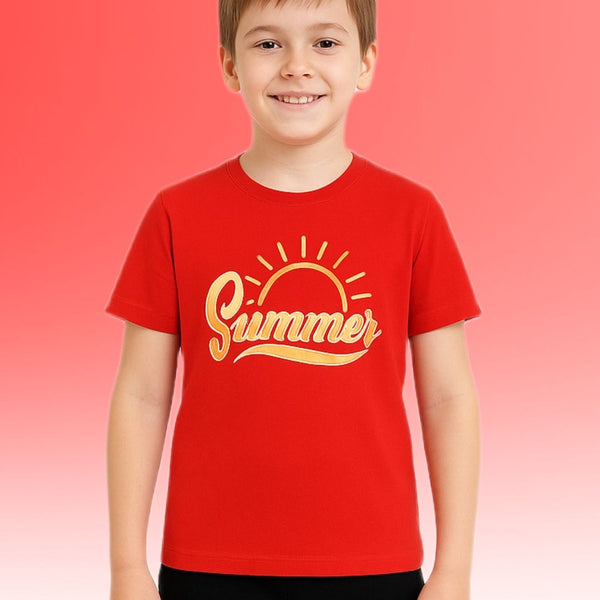 Chilins Round Neck Printed Cotton Tshirt, Color- Red