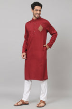 Thumbnail for Cotton Kurta With Motif Embroidery by Hilo Design