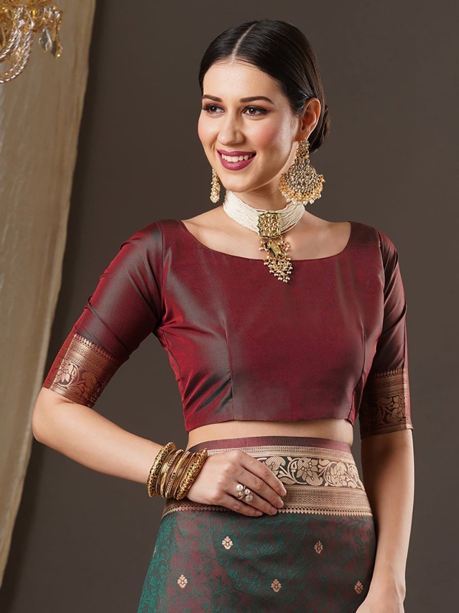 Anouk Floral Zari Banarasi Saree - Distacart