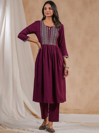 Anubhutee Ethnic Motifs Yoke Design Sequins Detail A-Line Kurta - Distacart