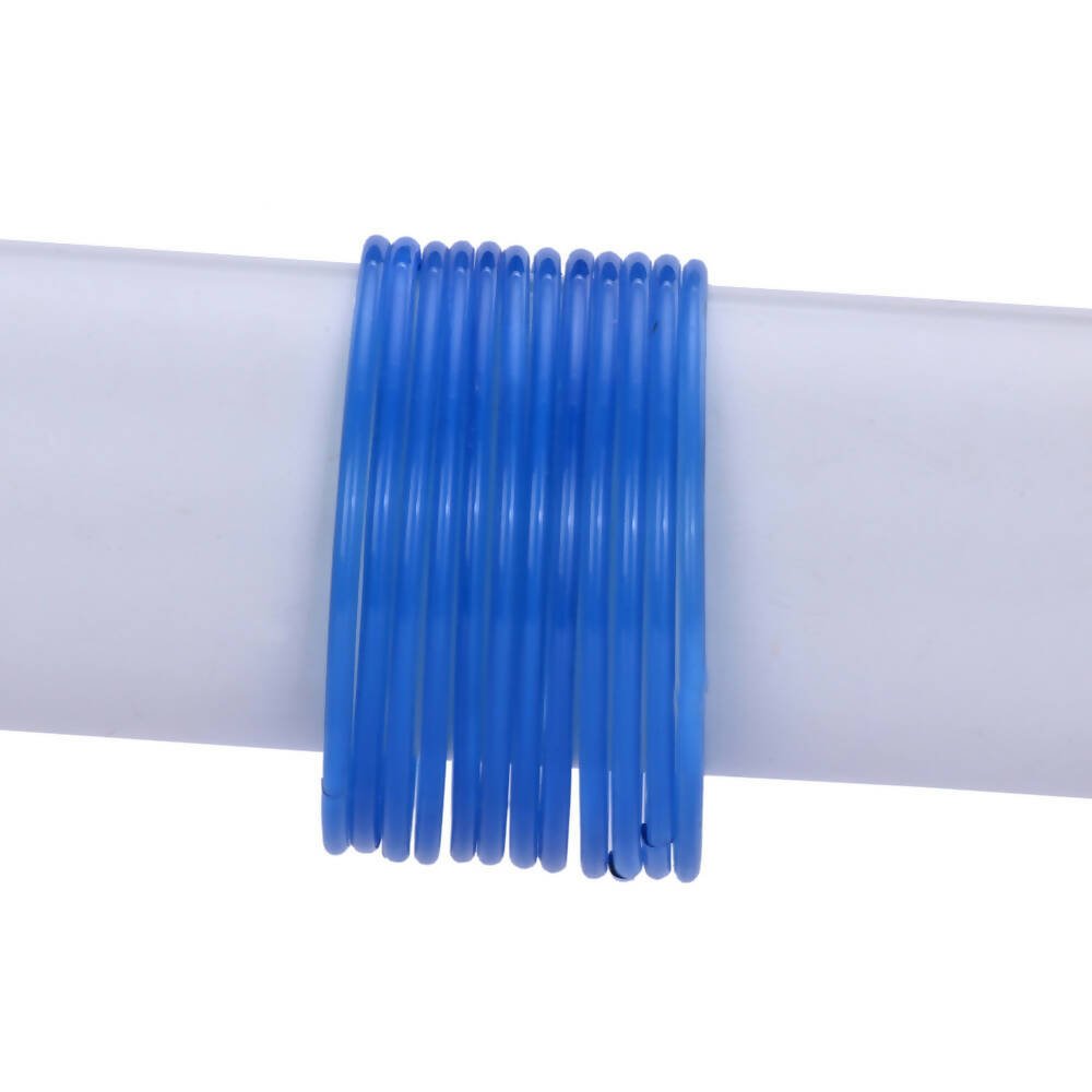 Afast Shining Blue Glass Party, Wedding, Daily Use Bangle Set, Pack Of 12 - Distacart