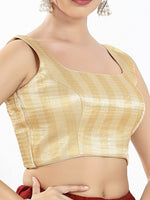 Thumbnail for Joban Fashion Gold Multi Brocade Padded Blouse With Square Neck Sleeveless