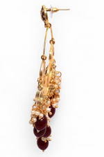 Thumbnail for New Stylish Ethnic Partywear Maroon Hoops Kundan Earrings for Womens by House of Ree - Distacart