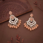 Thumbnail for Tehzeeb Creations Gold Polish Kundan Yellow Colour Earrings - Distacart