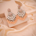 Thumbnail for Tehzeeb Creations Gold Polish Kundan Yellow Colour Earrings - Distacart