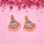 Thumbnail for Tehzeeb Creations Gold Polish Kundan Yellow Colour Earrings - Distacart