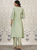 Thumbnail for Ode by House of Pataudi Women Floral Thread Work Kurta - Distacart