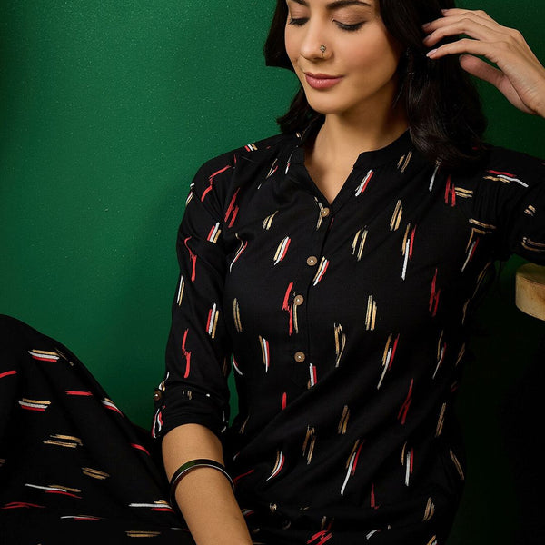 Sangria Abstract Printed Pure Cotton Straight Kurta - Distacart