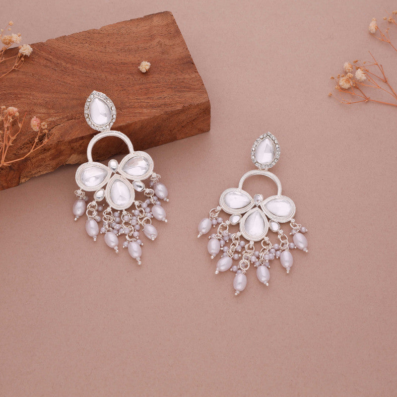 Tehzeeb Creations Silver Polish White Colour Earrings - Distacart