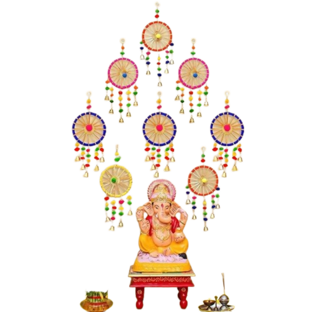 eCraftIndia Gota Patti Bangle & Bells Decorative Wall Door Hangings Latkan Toran - Dista