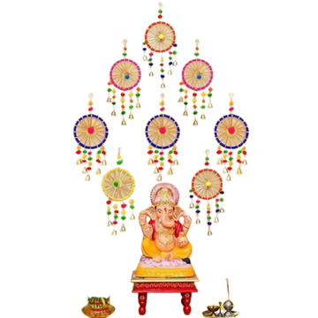 eCraftIndia Gota Patti Bangle & Bells Decorative Wall Door Hangings Latkan Toran - Dista