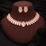 Thumbnail for Tehzeeb Creations Rose Gold Baby Pink Colour Necklace With Pair Of Earrings - Distacart