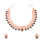 Thumbnail for Tehzeeb Creations Rose Gold Black Colour Necklace With Pair Of Earrings - Distacart