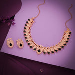 Thumbnail for Tehzeeb Creations Rose Gold Black Colour Necklace With Pair Of Earrings - Distacart