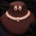 Thumbnail for Tehzeeb Creations Rose Gold Black Colour Necklace With Pair Of Earrings - Distacart
