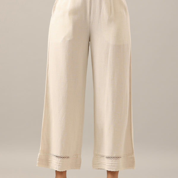 Juniper Women's Off White Solid Rayon Pant Palazzo - Distacart