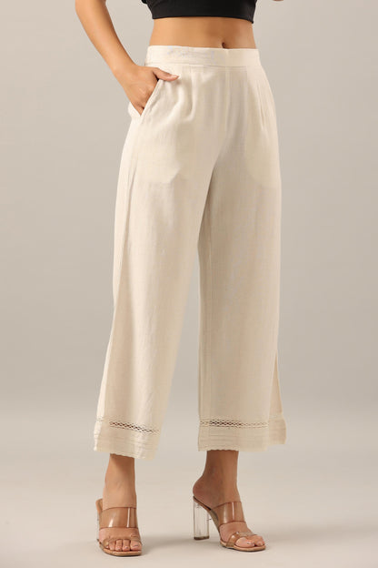 Juniper Women's Off White Solid Rayon Pant Palazzo - Distacart