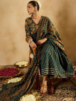 Thumbnail for Indo Era Floral Printed Empire Pure Cotton A-Line Kurta With Trousers & Dupatta