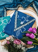 Thumbnail for Vellora Chinon Silk Blue Festival Wear Embroidery Work Readymade Kurti Set