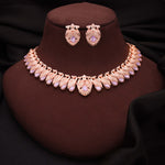 Thumbnail for Tehzeeb Creations Rose Gold Lavender Colour Necklace With Pair Of Earrings - Distacart