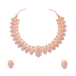 Thumbnail for Tehzeeb Creations Rose Gold Lavender Colour Necklace With Pair Of Earrings - Distacart