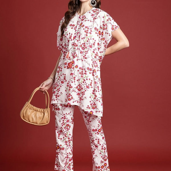 Anouk Women Floral Printed Kaftan Kurta with Trousers - Distacart
