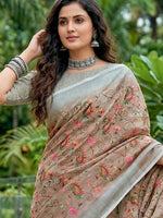 Thumbnail for Shree Shyam Fashion Brown Linen Saree - Dista