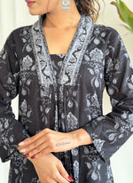 Thumbnail for Vellora Cotton Black Casual Wear Printed Readymade Anarkali Suit