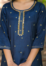 Thumbnail for Juniper Women's Navy Zari Embroidered Viscose Tunic With Sequins - Distacart