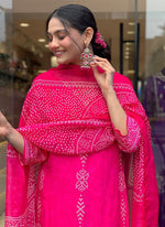 Thumbnail for Vellora Crepe Pink Daily Wear Embroidery Work Readymade Straight Suit