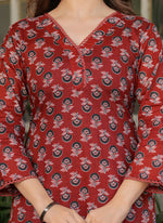 Thumbnail for Vellora Cotton Red Daily Wear Printed Readymade Suit