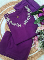 Thumbnail for Vellora Viscose Rayon Purple Daily Wear Embroidery Work Readymade Straight Suit
