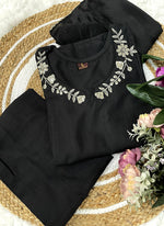 Thumbnail for Vellora Viscose Rayon Black Daily Wear Embroidery Work Readymade Straight Suit