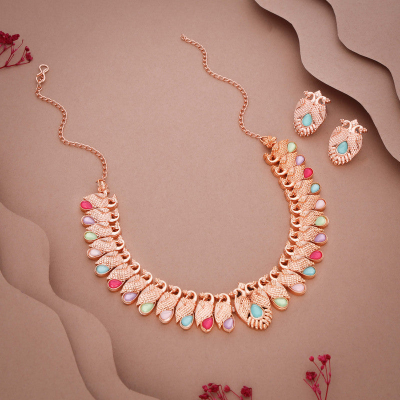 Tehzeeb Creations Rose Gold Baby Multi Necklace With Pair Of Earrings - Distacart