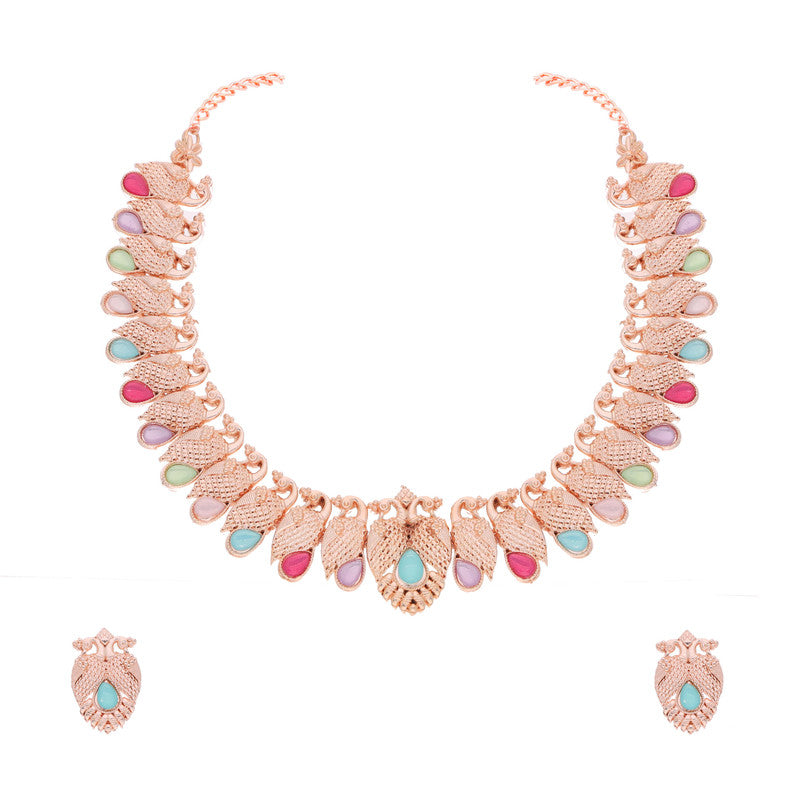 Tehzeeb Creations Rose Gold Baby Multi Necklace With Pair Of Earrings - Distacart