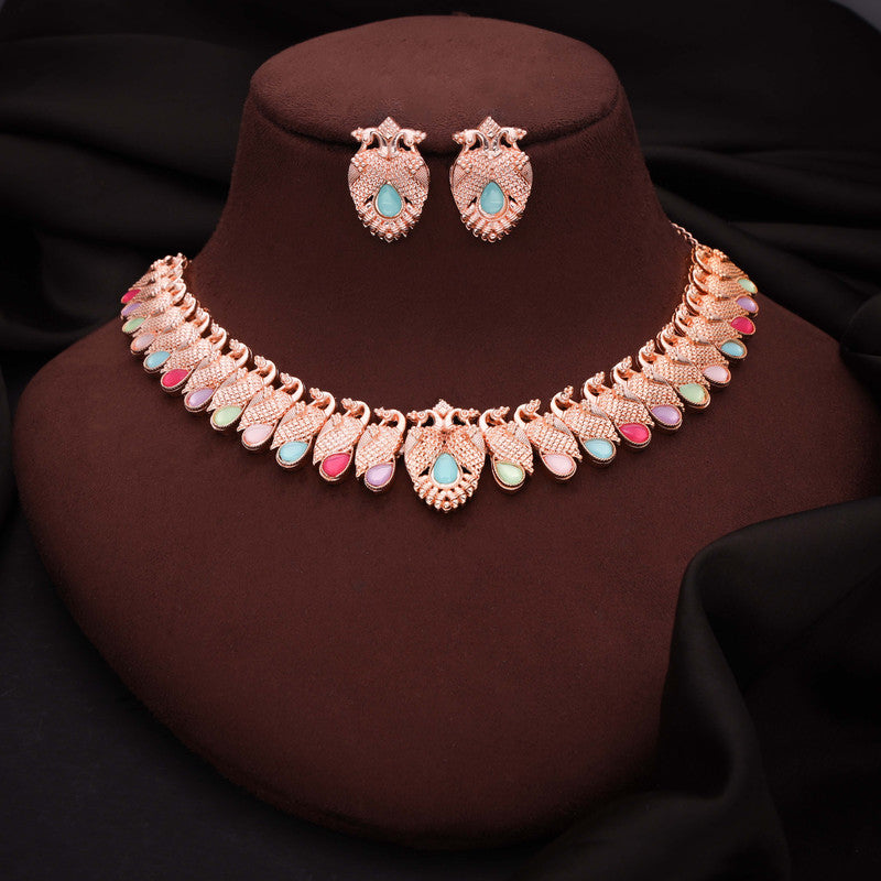 Tehzeeb Creations Rose Gold Baby Multi Necklace With Pair Of Earrings - Distacart
