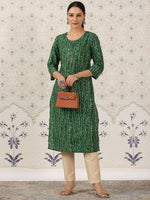 Thumbnail for Ode by House of Pataudi Bandhani Printed Straight Kurta - Distacart
