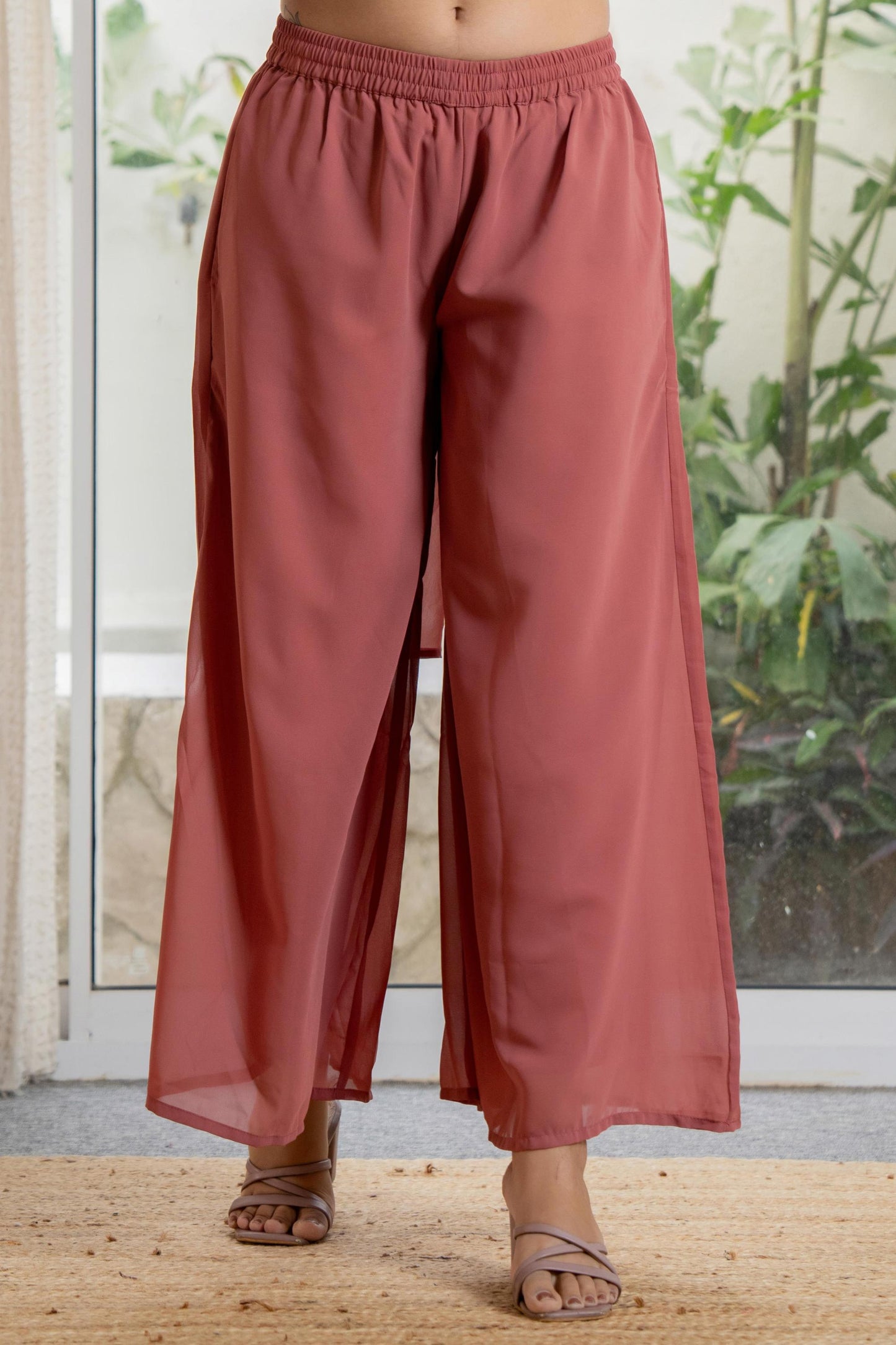 Juniper Women's Peach Solid Georgette Kurta Pant & Dupatta Set With Sequins & Thread Work - Distacart